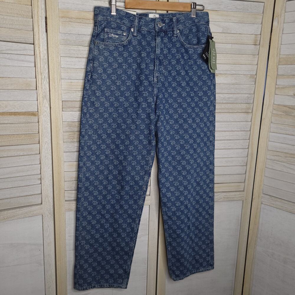 H&M Jeans 30 x 32 Blue Disney 100 X Loose High Rise Straight Leg Men Denim New